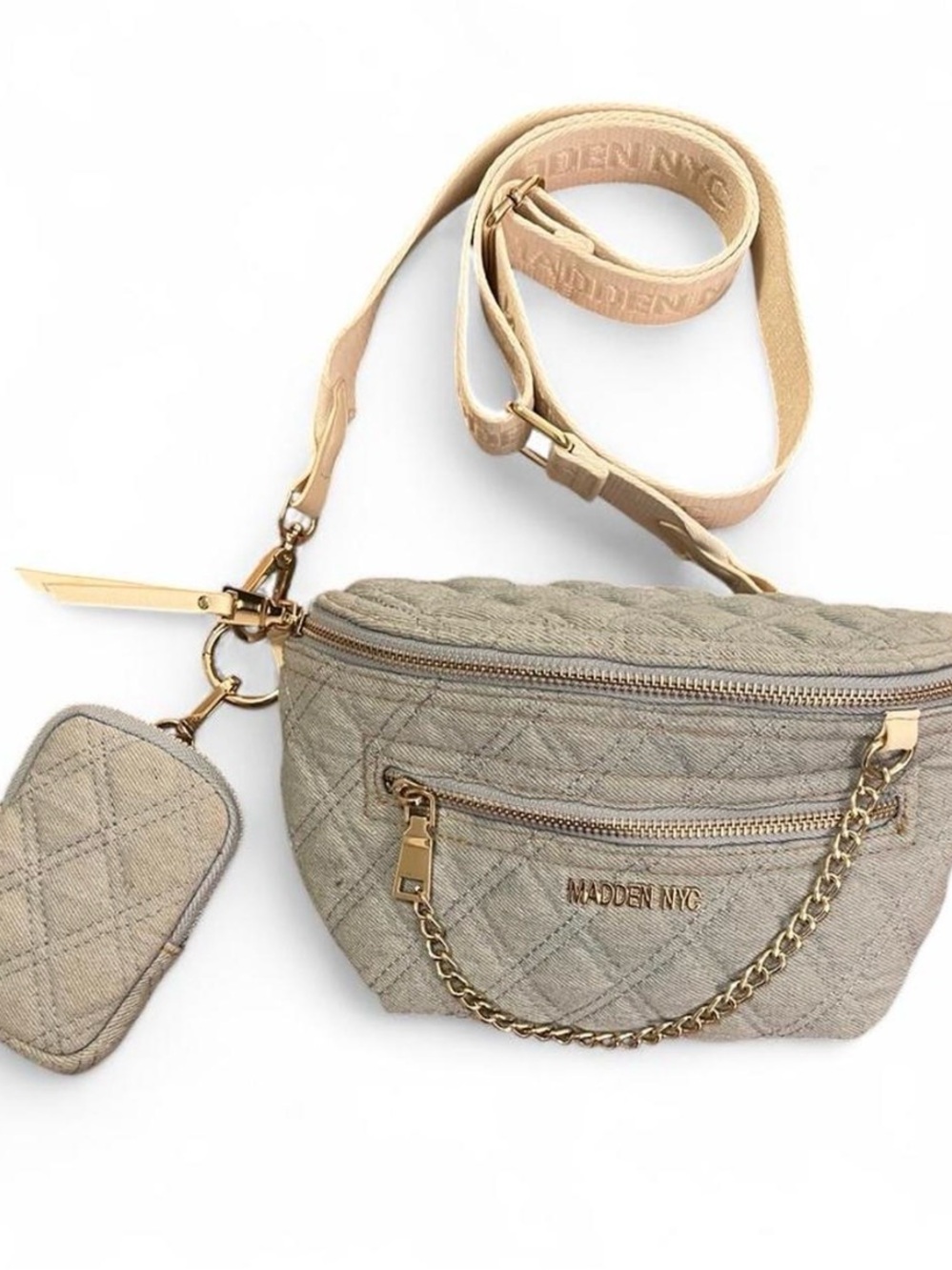 Quilted Light Blue Madden NYC Crossbody Belt Bag